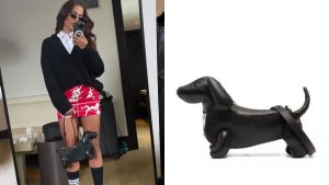 Anitta chama atenção ao usar bolsa em formato de cachorro salsicha no valor de 25 mil