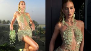 Marina Ruy Barbosa usa vestido sustentável feito com restos de recipientes no valor de 23 mil